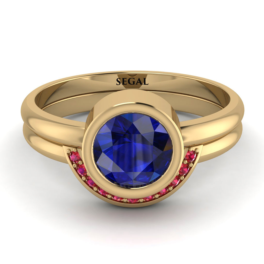 Bezel Sapphire Bridal Set - Emerson No. 58