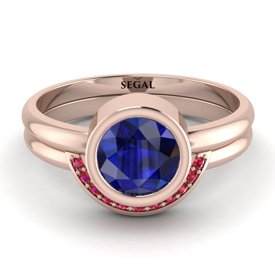 Bezel Sapphire Bridal Set - Emerson No. 59