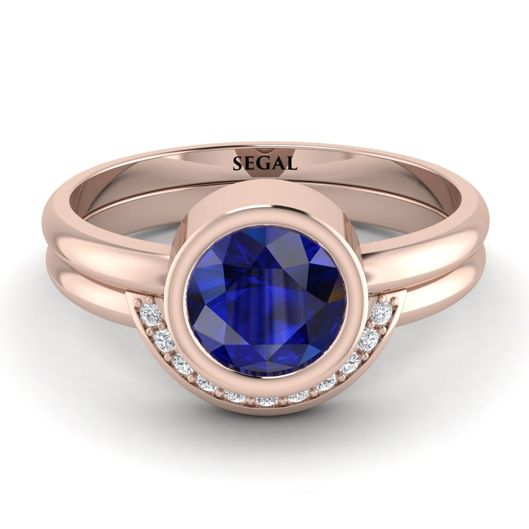 Bezel Sapphire Bridal Set - Emerson No. 14