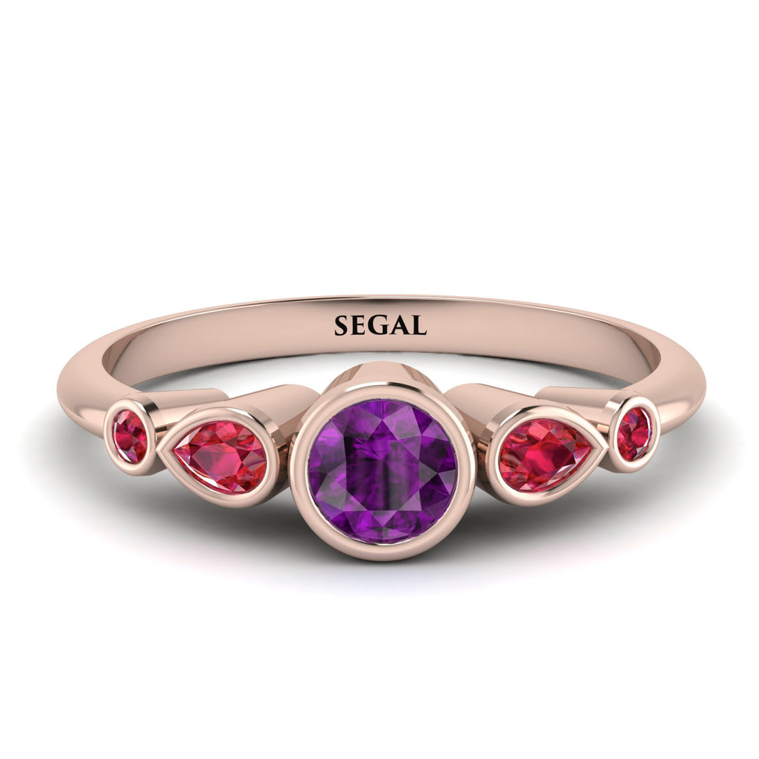 Bezel Symmetrical Amethyst Ring - Ivy No. 311