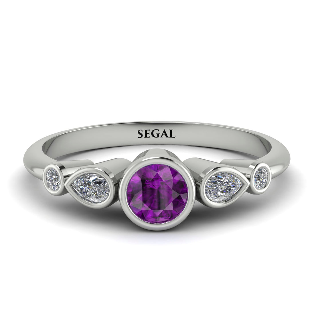Bezel Symmetrical Amethyst Ring - Ivy No. 303