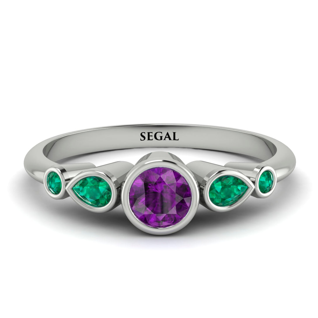 Bezel Symmetrical Amethyst Ring - Ivy No. 306