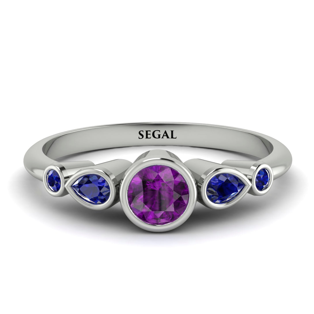 Bezel Symmetrical Amethyst Ring - Ivy No. 315
