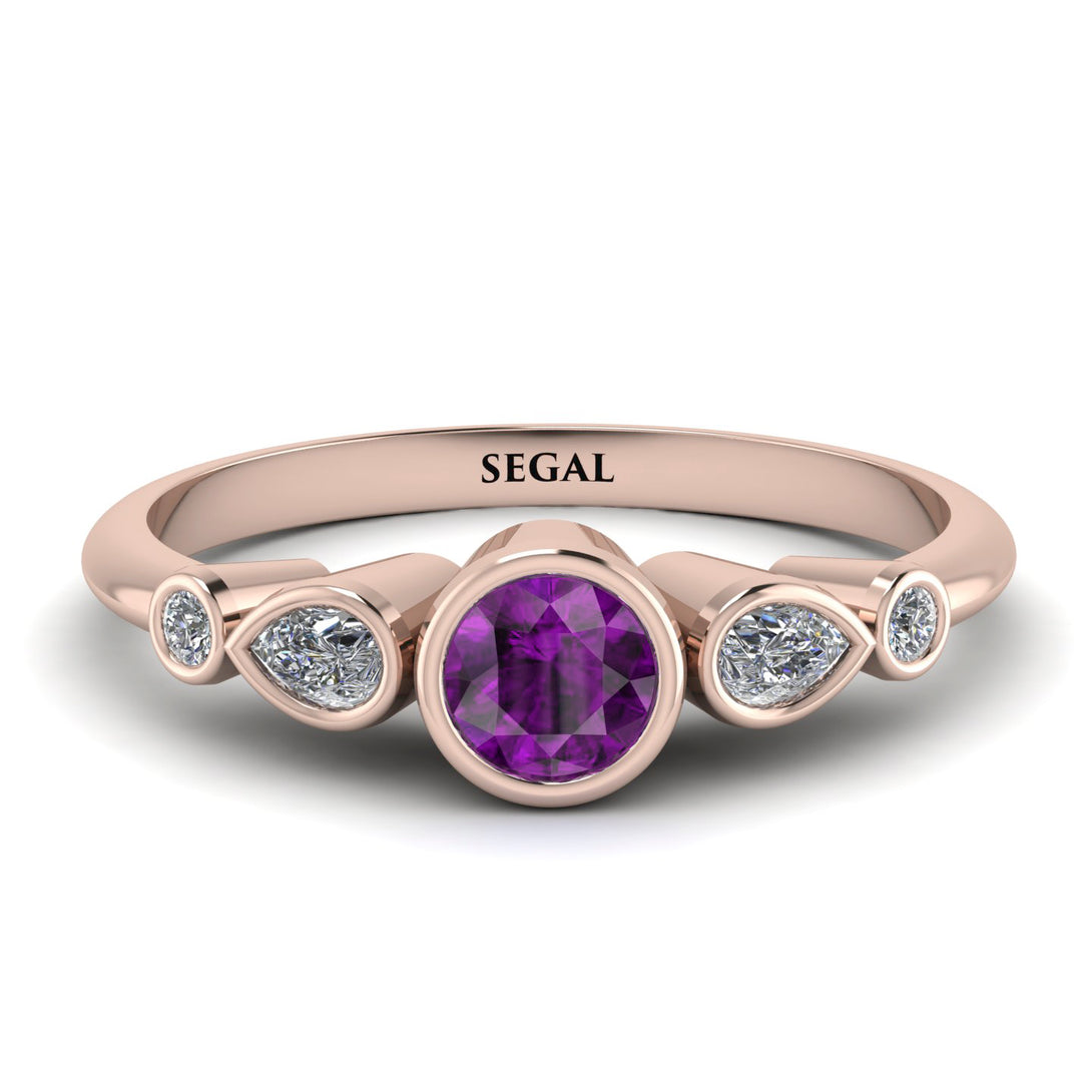 Bezel Symmetrical Amethyst Ring - Ivy No. 302