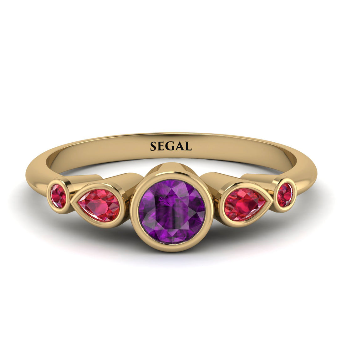 Bezel Symmetrical Amethyst Ring - Ivy No. 310