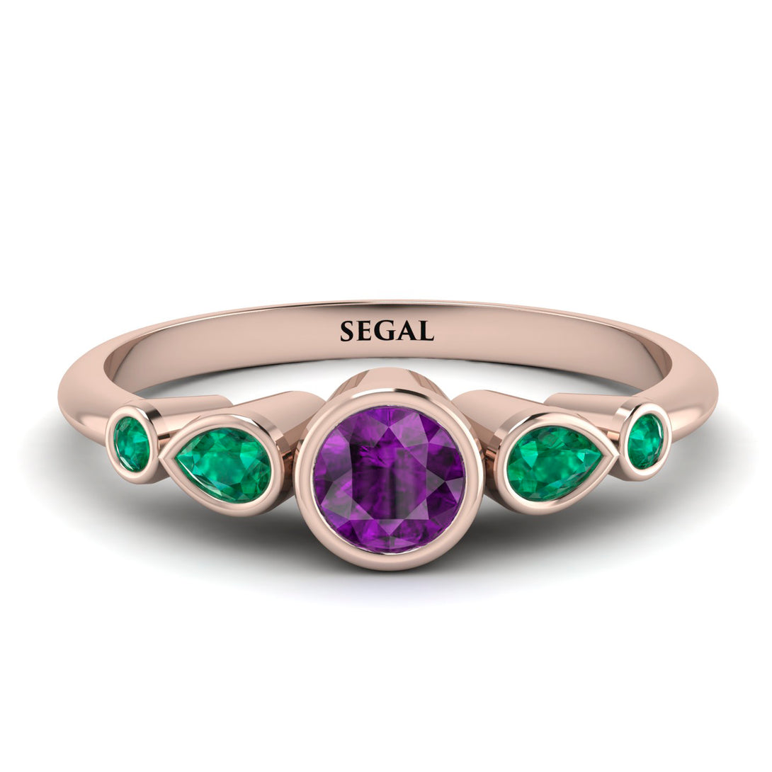 Bezel Symmetrical Amethyst Ring - Ivy No. 305