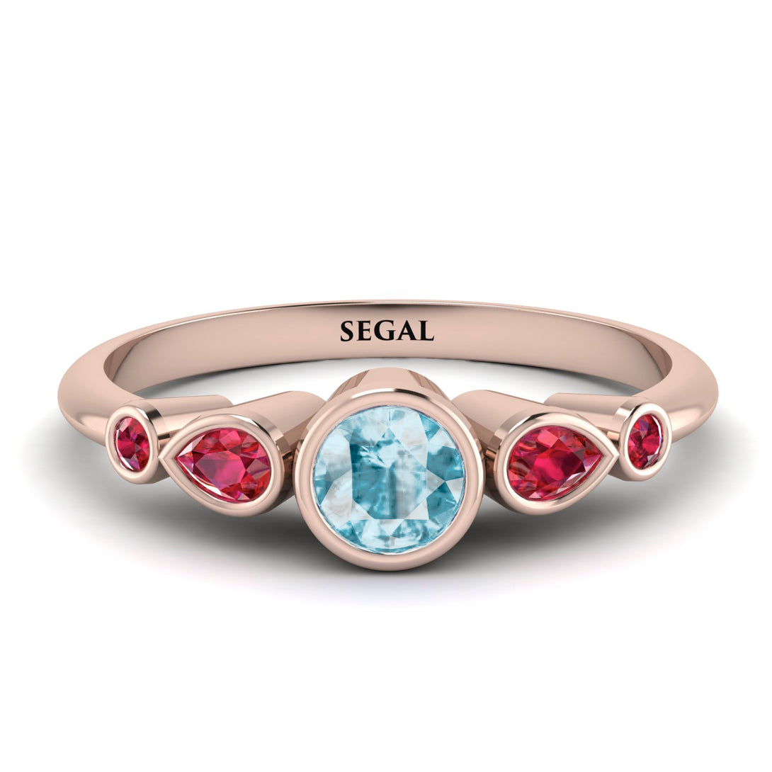 Bezel Symmetrical Aquamarine Ring - Ivy No. 411