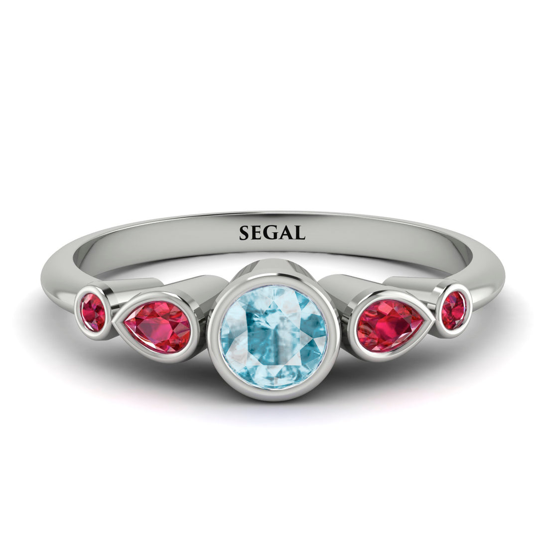 Bezel Symmetrical Aquamarine Ring - Ivy No. 412