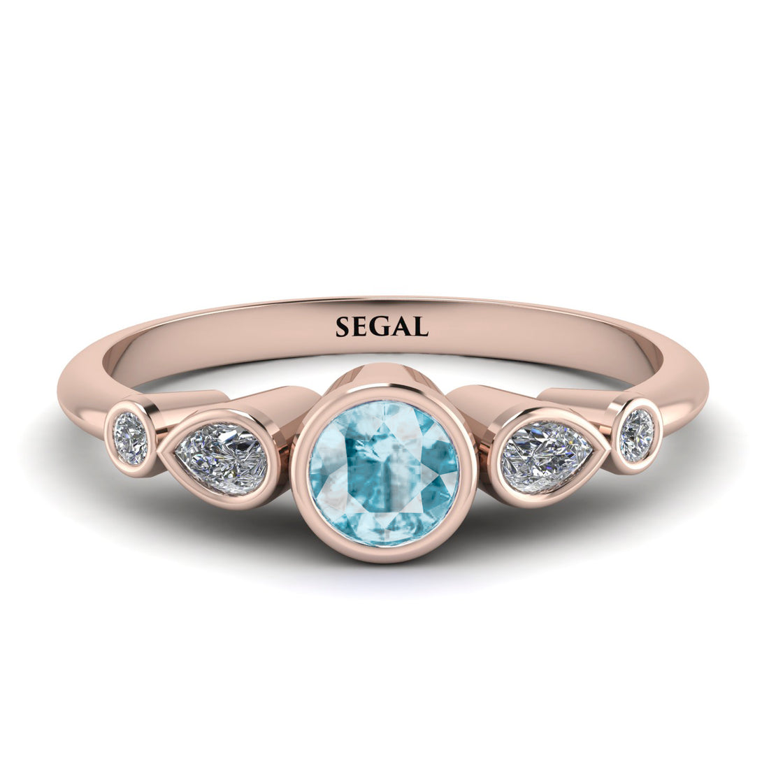 Bezel Symmetrical Aquamarine Ring - Ivy No. 402