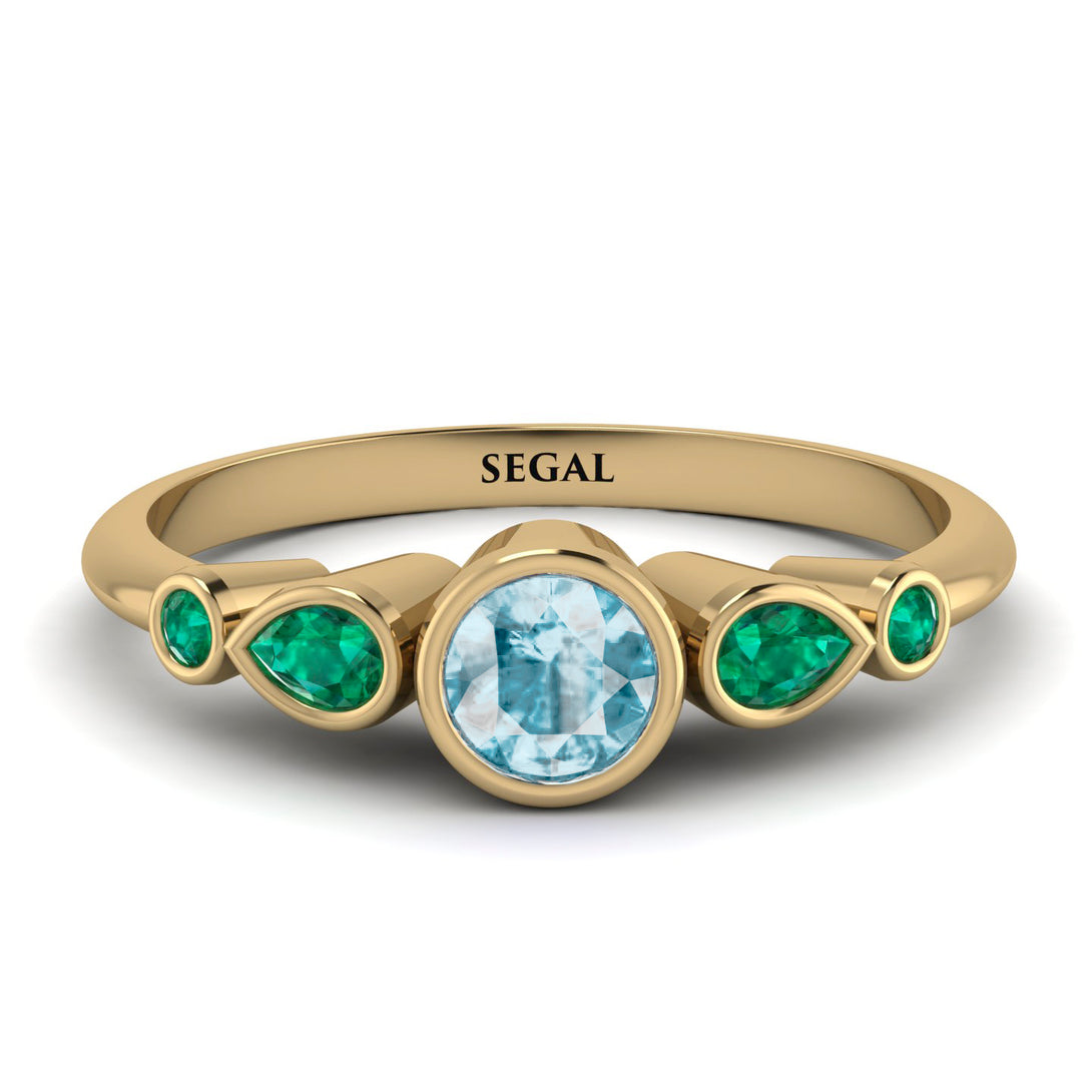 Bezel Symmetrical Aquamarine Ring - Ivy No. 404