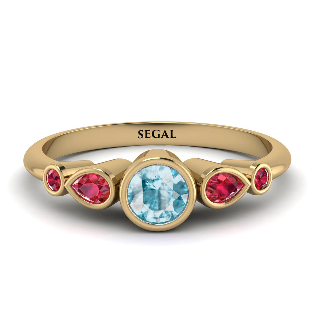 Bezel Symmetrical Aquamarine Ring - Ivy No. 410