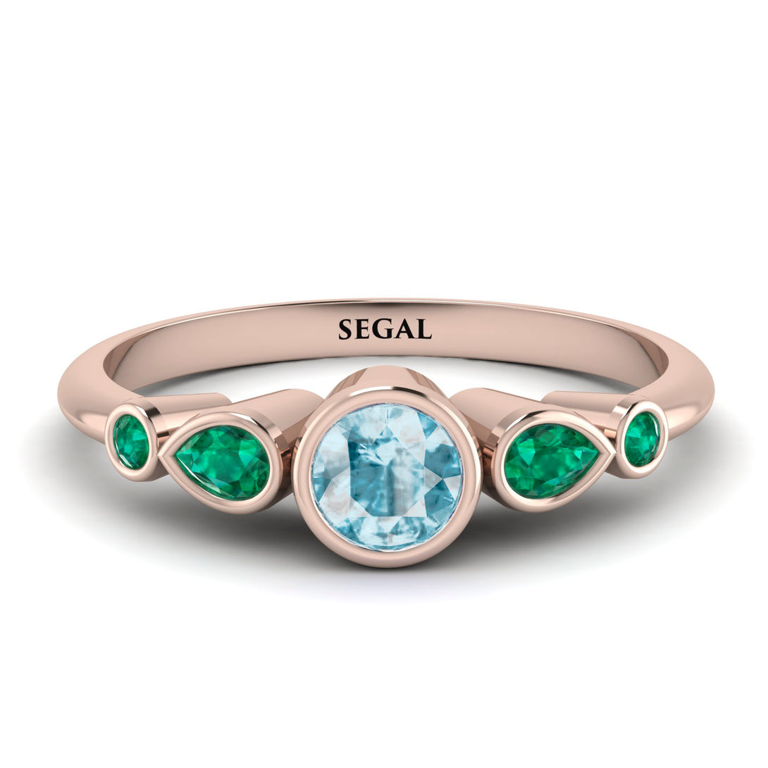 Bezel Symmetrical Aquamarine Ring - Ivy No. 405