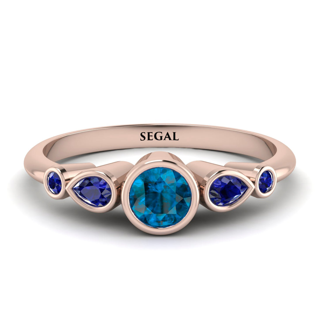 Bezel Symmetrical Blue Topaz Ring - Ivy No. 514