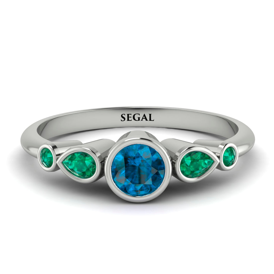 Bezel Symmetrical Blue Topaz Ring - Ivy No. 506