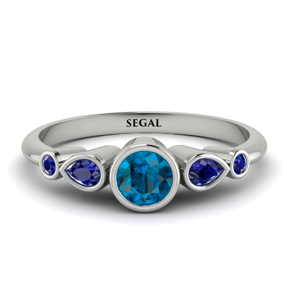 Bezel Symmetrical Blue Topaz Ring - Ivy No. 515