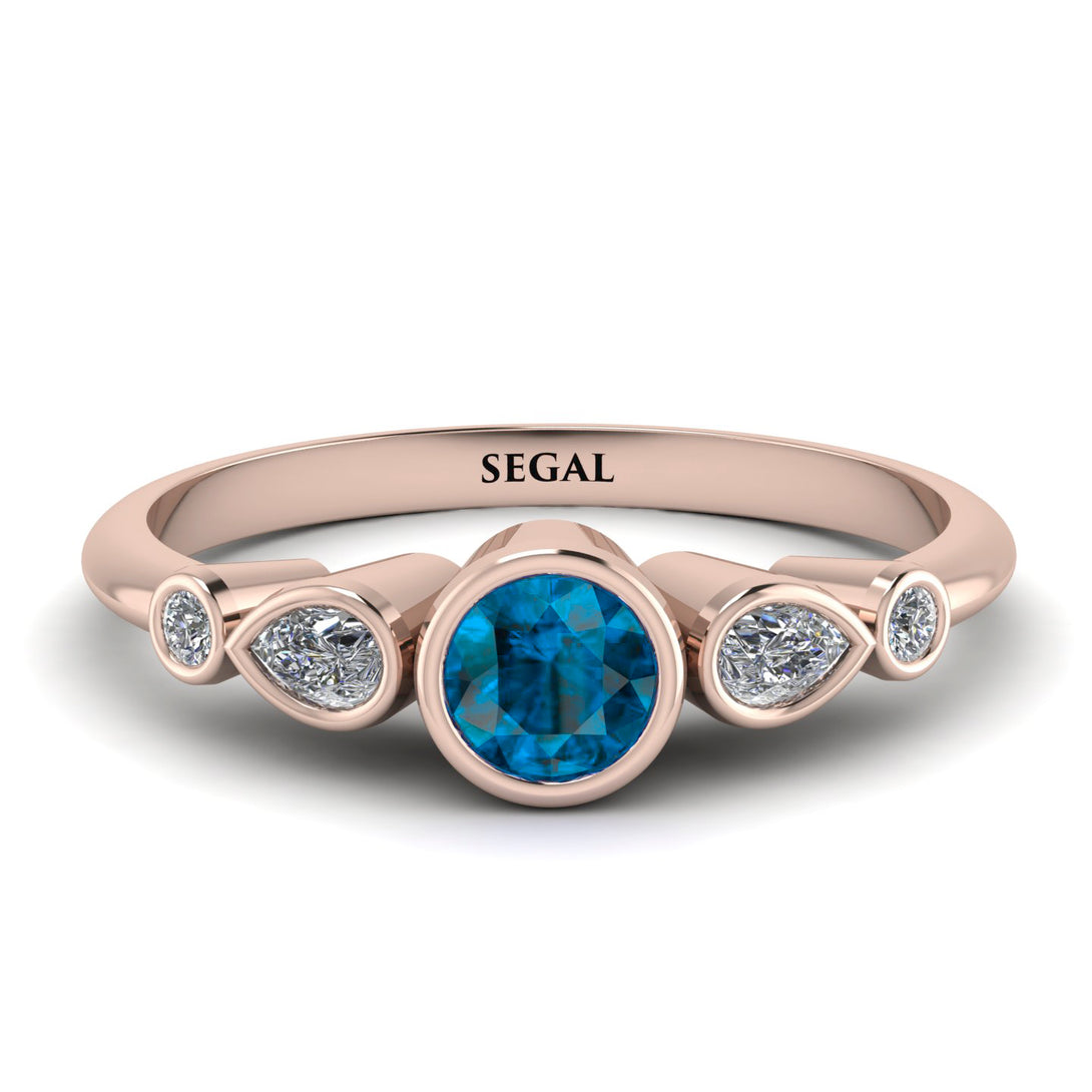 Bezel Symmetrical Blue Topaz Ring - Ivy No. 502