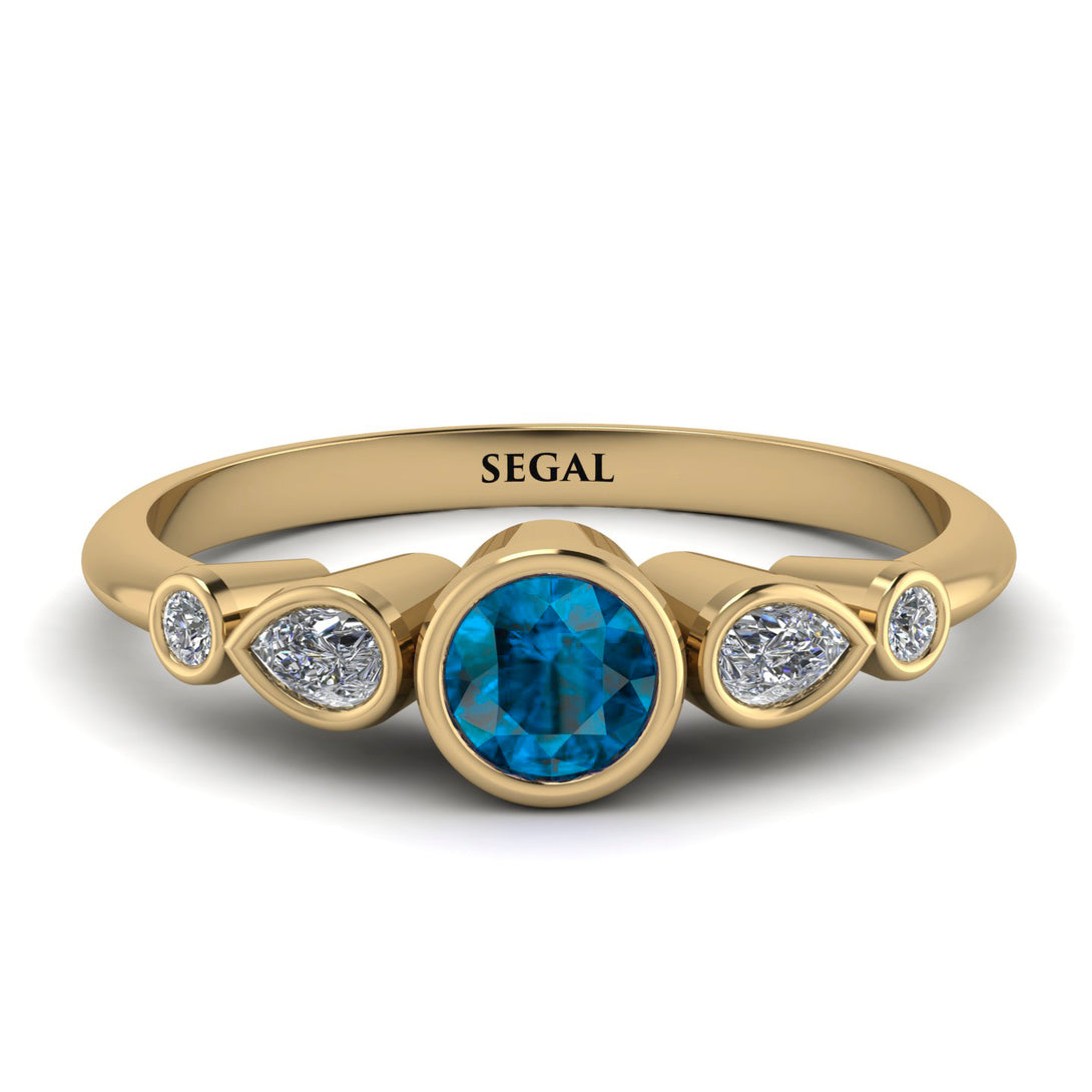 Bezel Symmetrical Blue Topaz Ring - Ivy No. 501