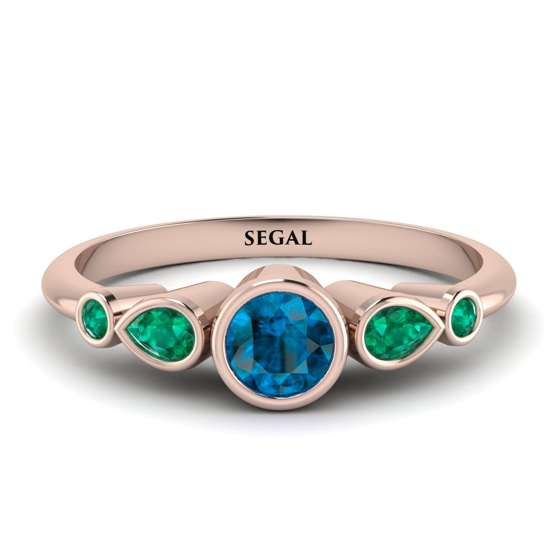 Bezel Symmetrical Blue Topaz Ring - Ivy No. 505