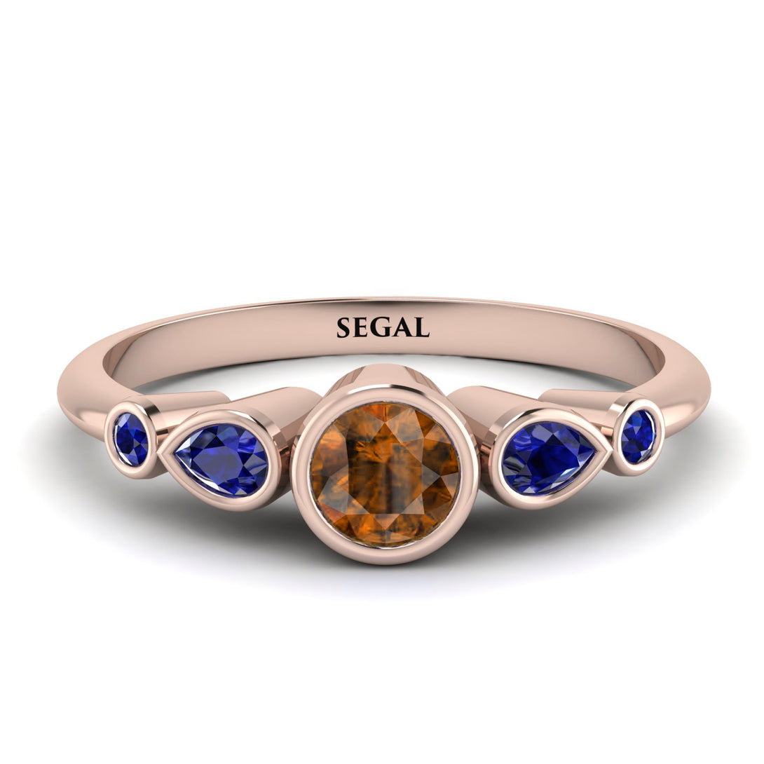 Bezel Symmetrical Brown Diamond Ring - Ivy No. 1114