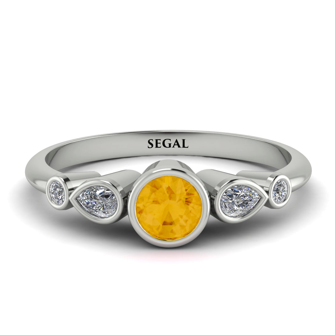 Bezel Symmetrical Citrine Ring - Ivy No. 603