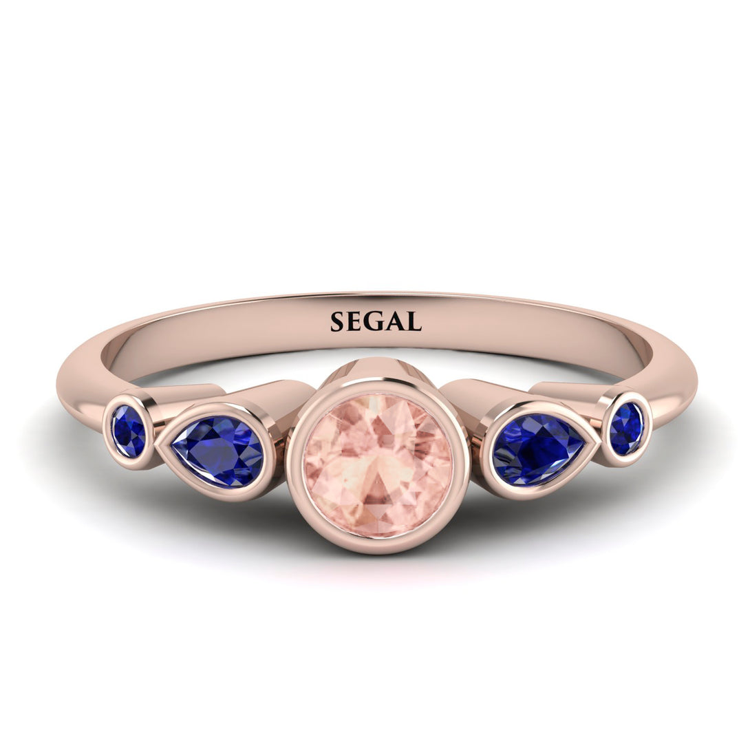 Bezel Symmetrical Morganite Ring - Ivy No. 914
