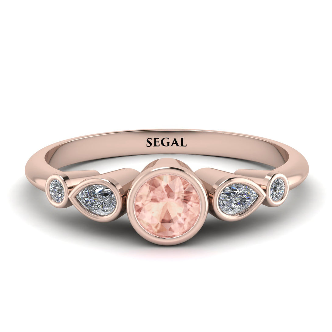Bezel Symmetrical Morganite Ring - Ivy No. 902