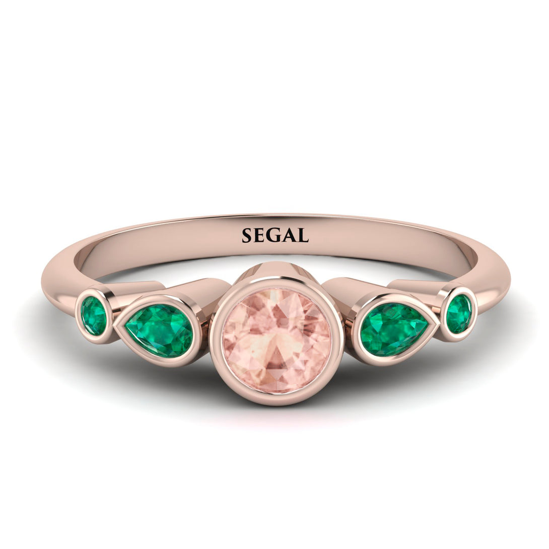Bezel Symmetrical Morganite Ring - Ivy No. 905