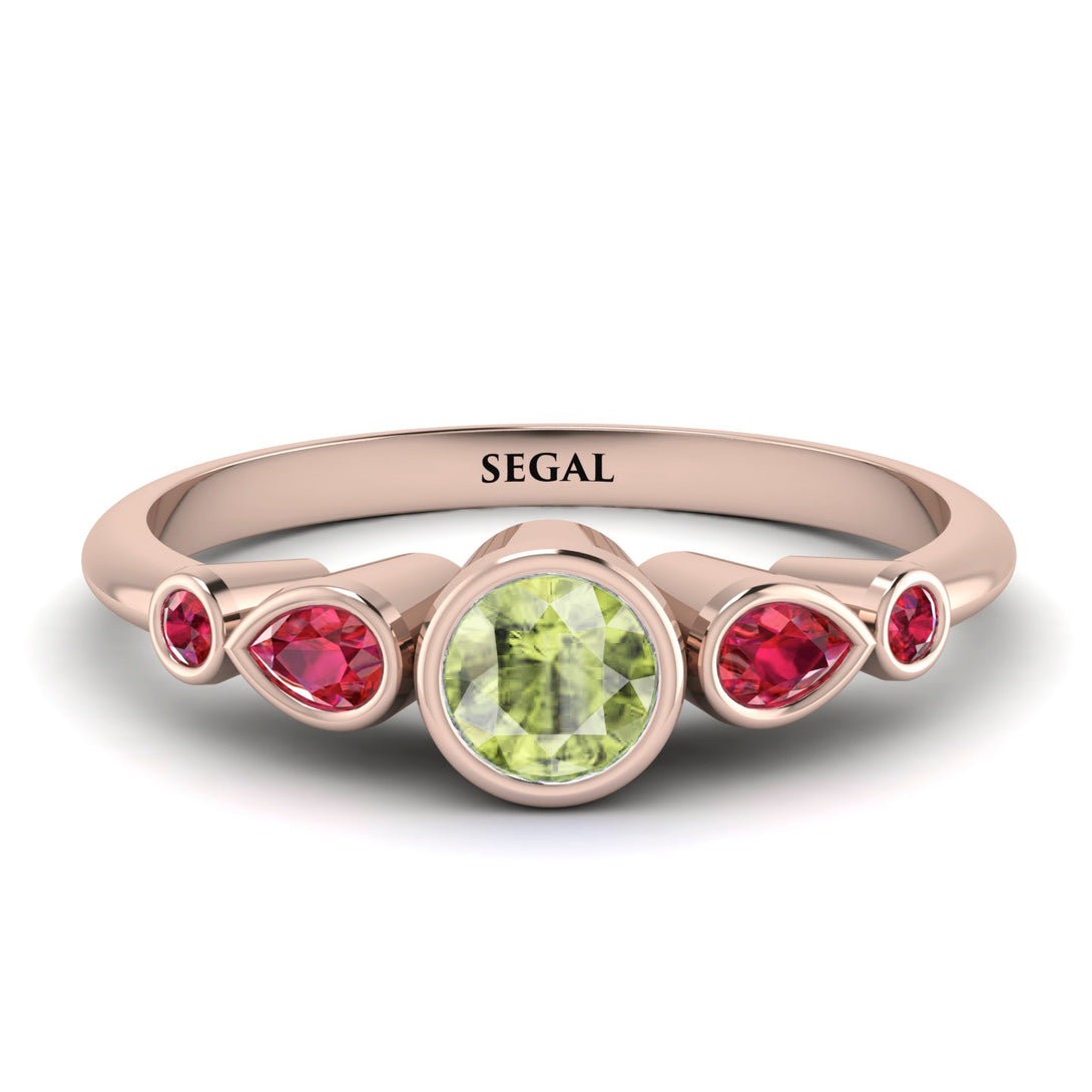 Bezel Symmetrical Peridot Ring - Ivy No. 611
