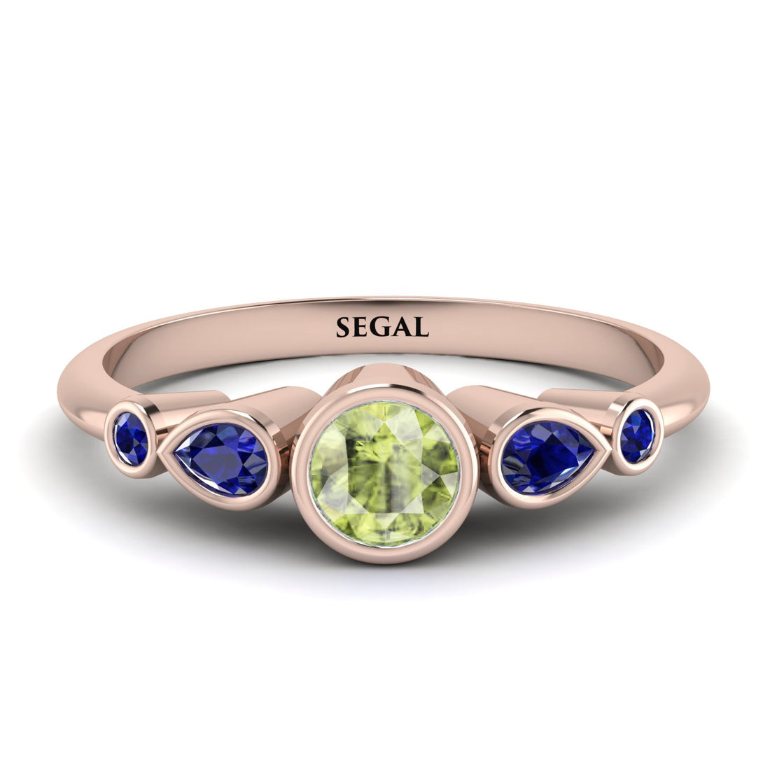 Bezel Symmetrical Peridot Ring - Ivy No. 614