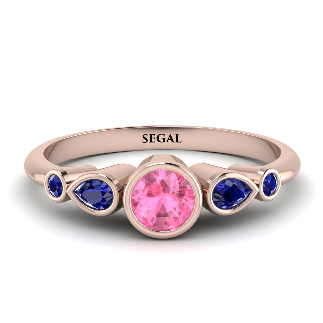 Bezel Symmetrical Pink Moissanite Ring - Ivy No. 814