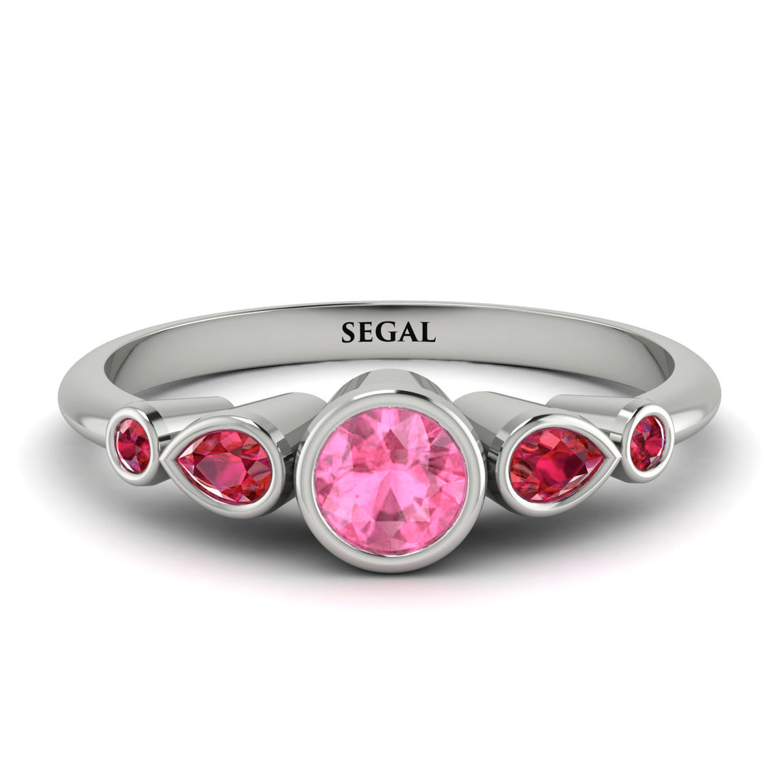 Bezel Symmetrical Pink Moissanite Ring - Ivy No. 812