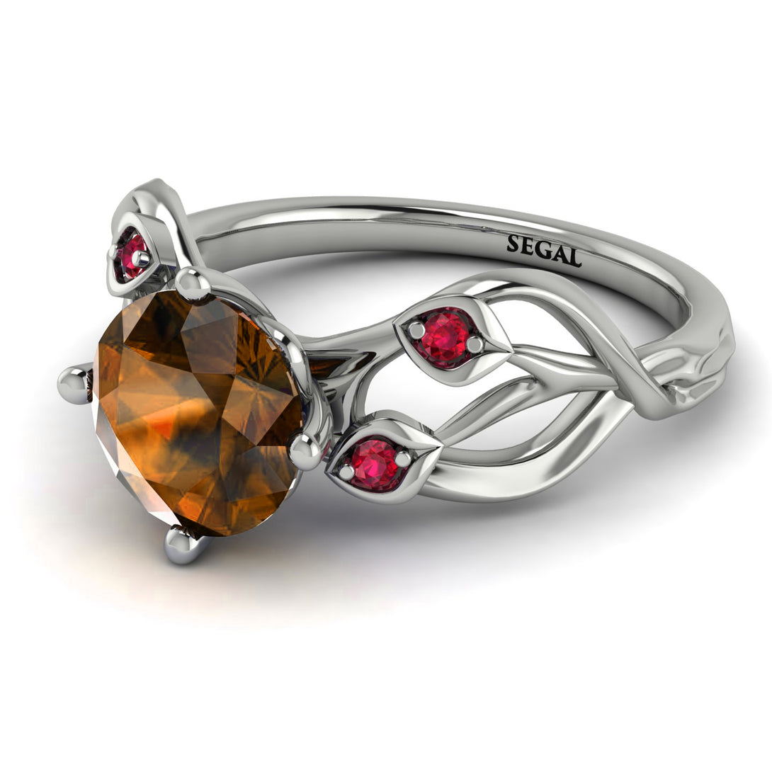 Brown Diamond Blossom 14K Golden Nature Inspired Engagement Ring - Haley No. 1112