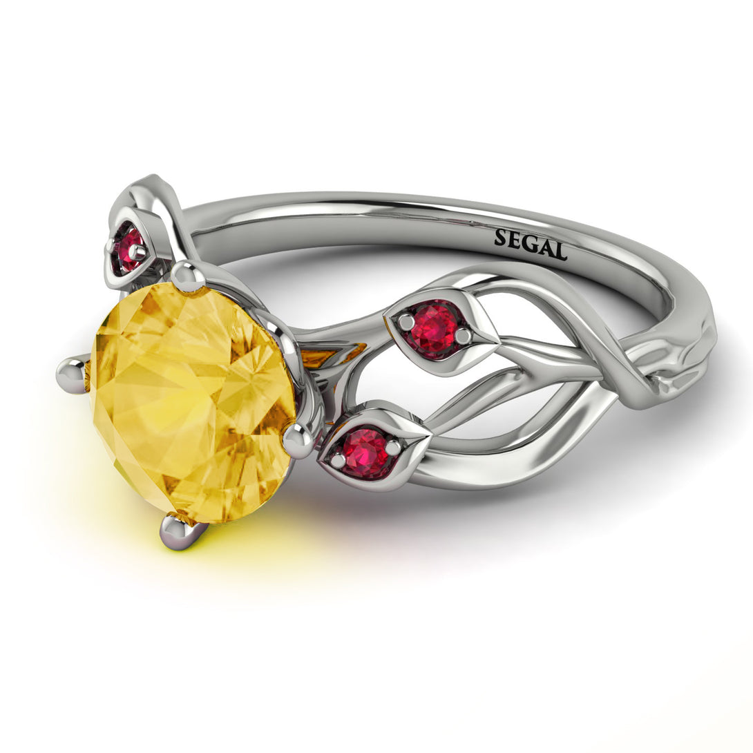 Citrine Blossom 14K Golden Nature Inspired Engagement Ring - Haley No. 612