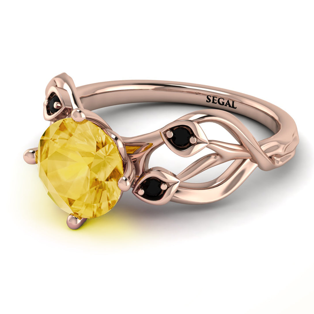 Citrine Blossom 14K Golden Nature Inspired Engagement Ring - Haley No. 608
