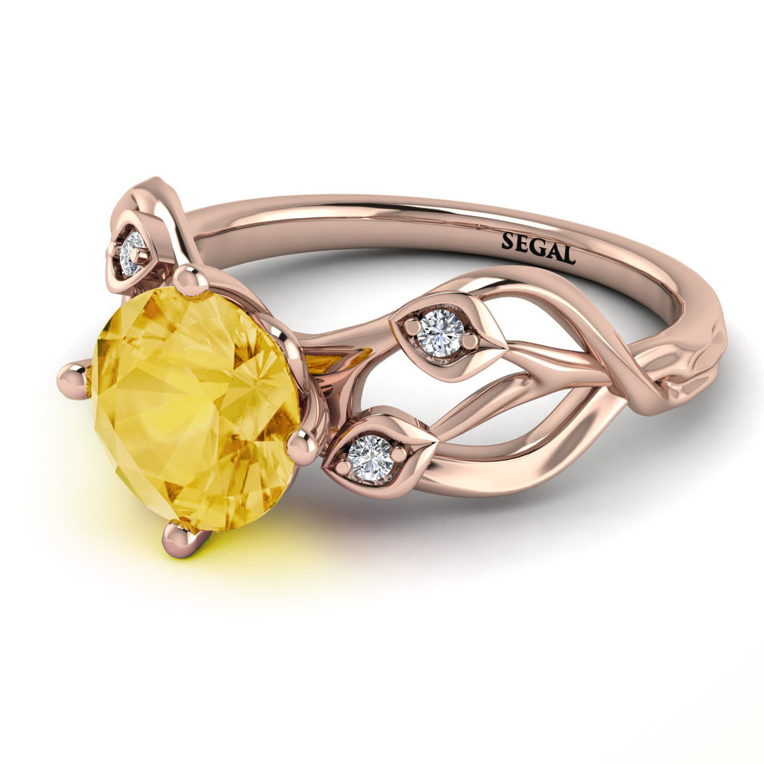 Citrine Blossom 14K Golden Nature Inspired Engagement Ring - Haley No. 602