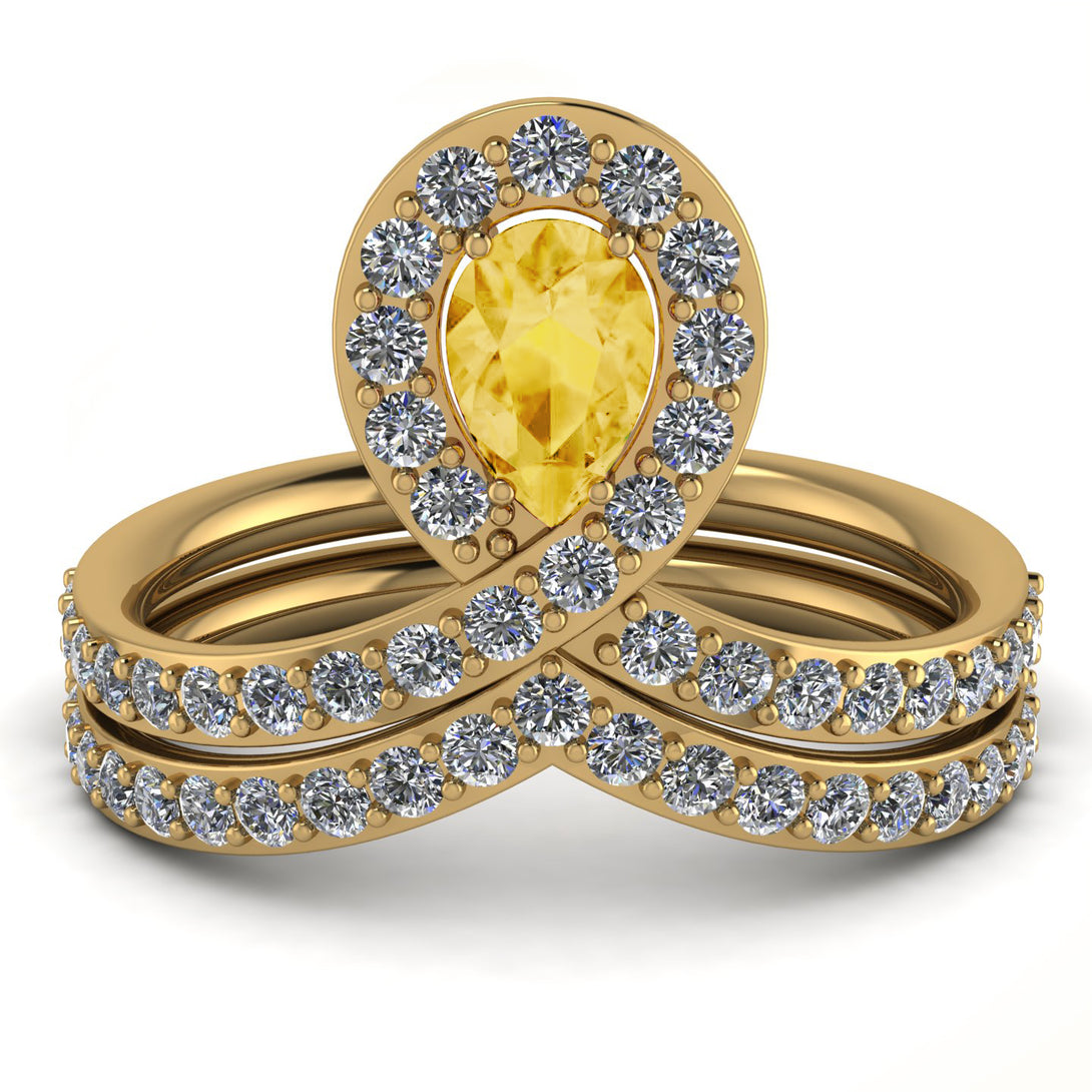 Citrine Pear Shape Stacking Bridal Set - Emilia No. 601