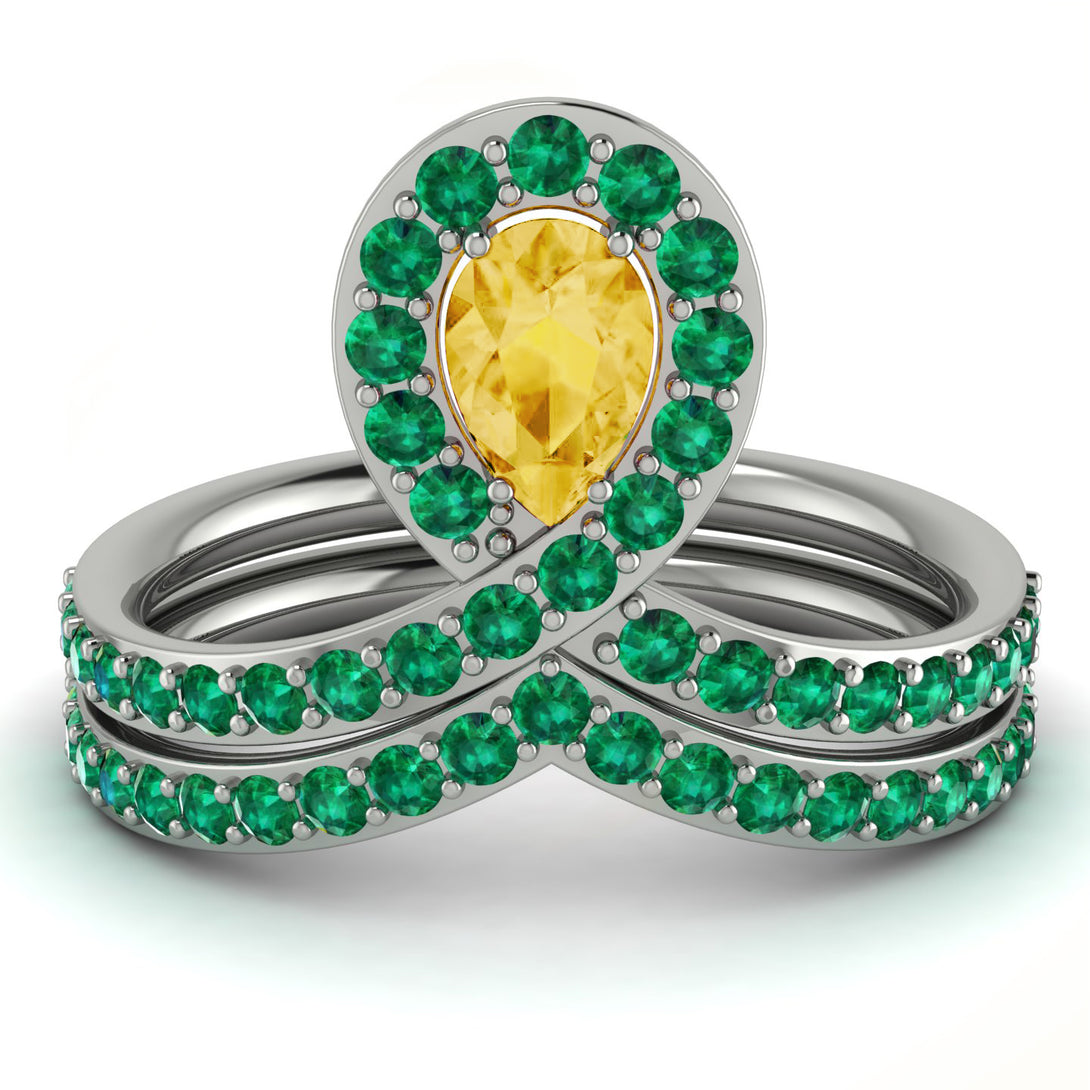 Citrine Pear Shape Stacking Bridal Set - Emilia No. 606