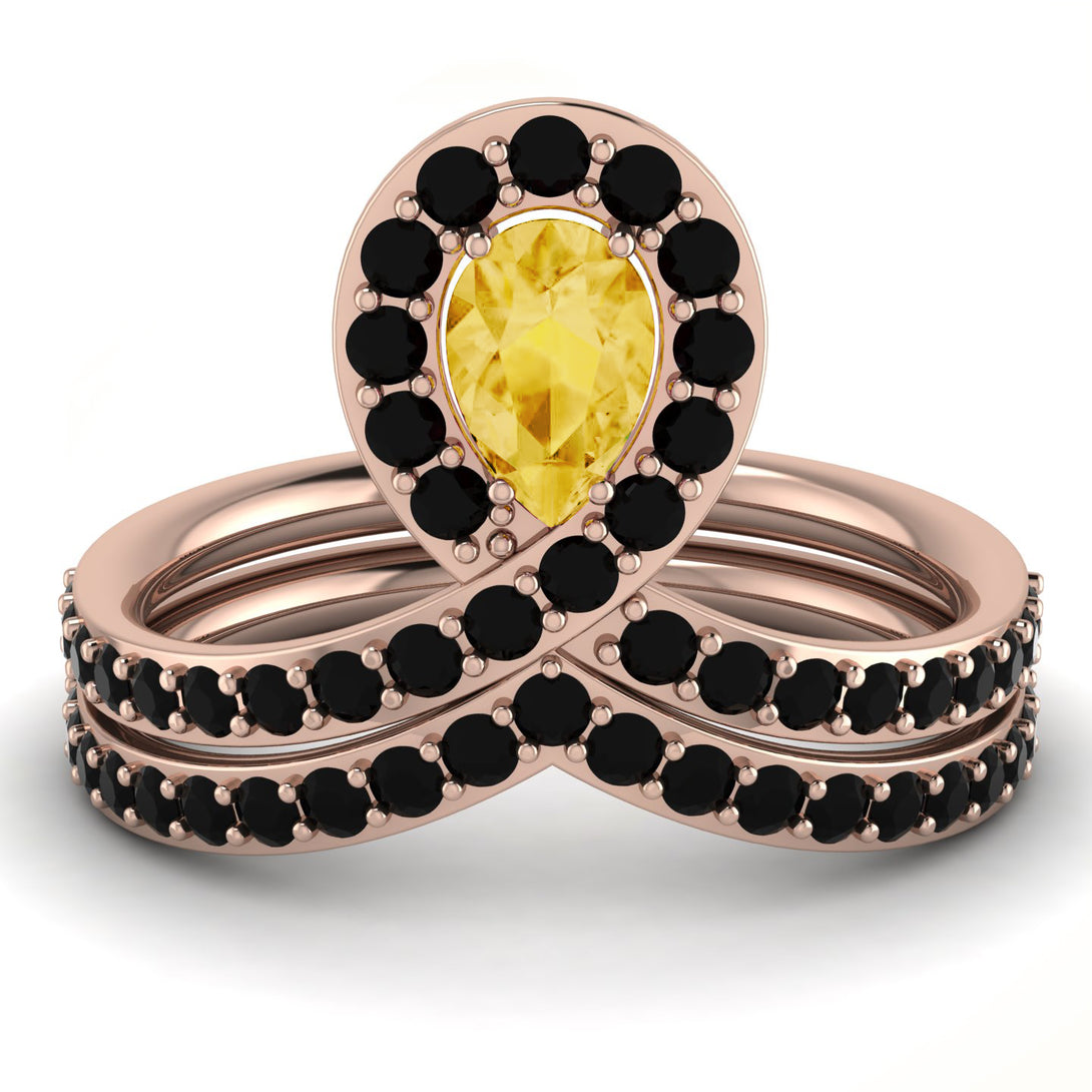 Citrine Pear Shape Stacking Bridal Set - Emilia No. 608