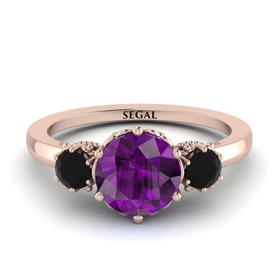 Classic 3 Stone Amethyst Engagement Ring - Sofia No. 308