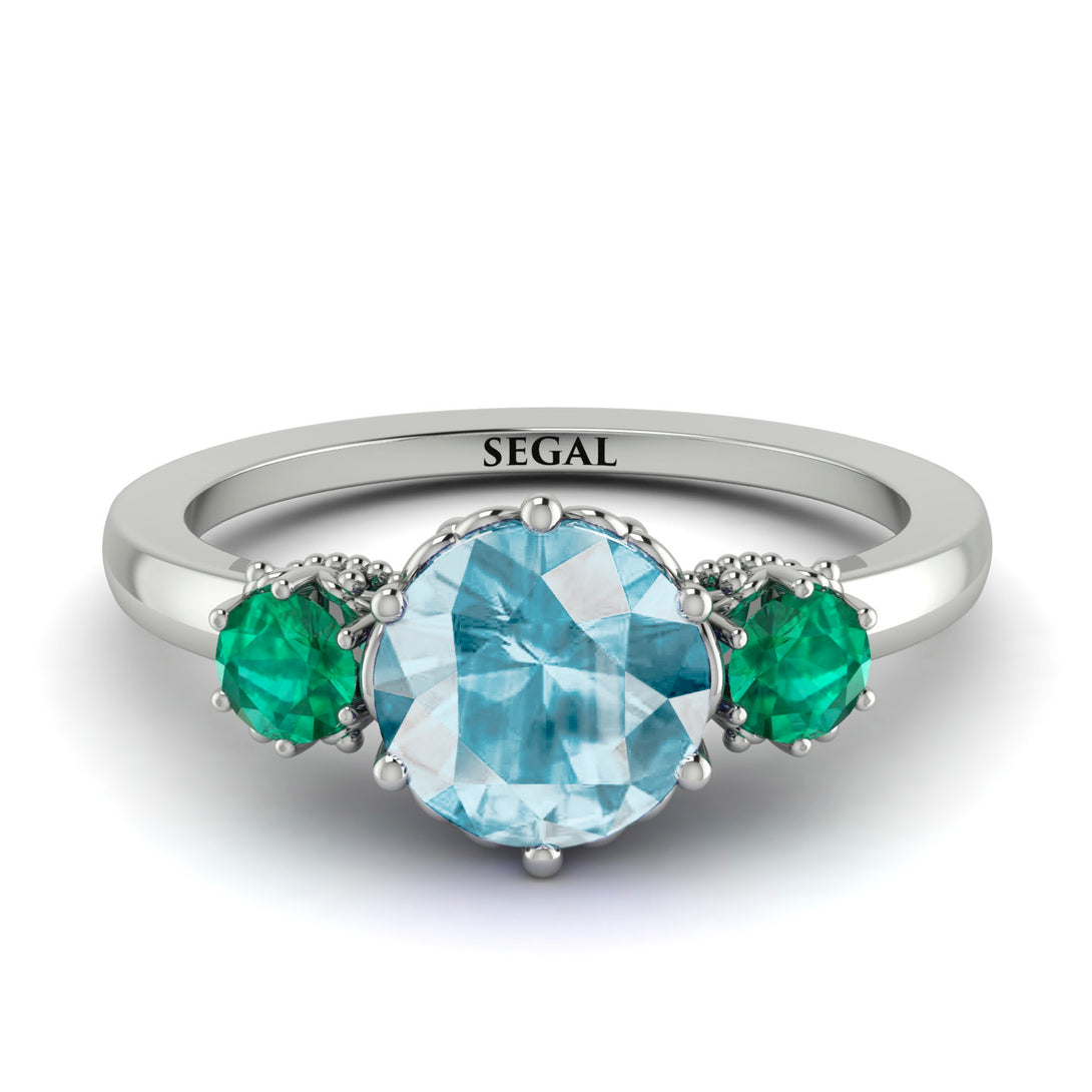 Classic 3 Stone Aquamarine Engagement Ring - Sofia No. 406