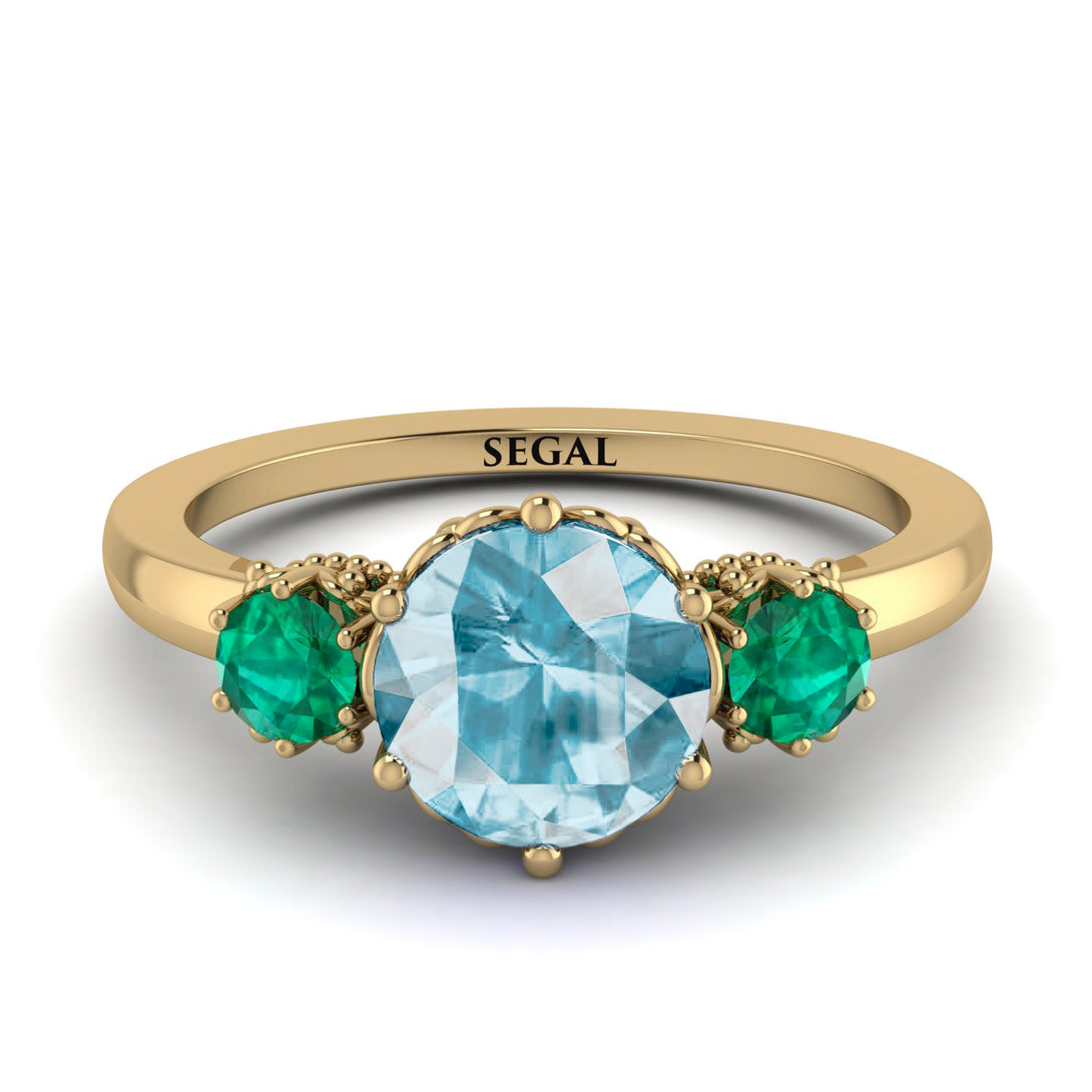 Classic 3 Stone Aquamarine Engagement Ring - Sofia No. 404