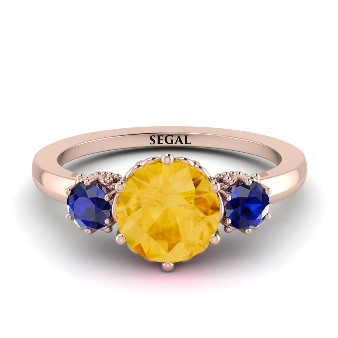 Classic 3 Stone Citrine Engagement Ring - Sofia No. 614