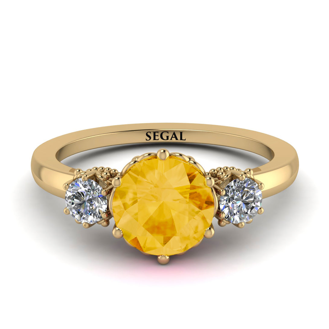 Classic 3 Stone Citrine Engagement Ring - Sofia No. 601