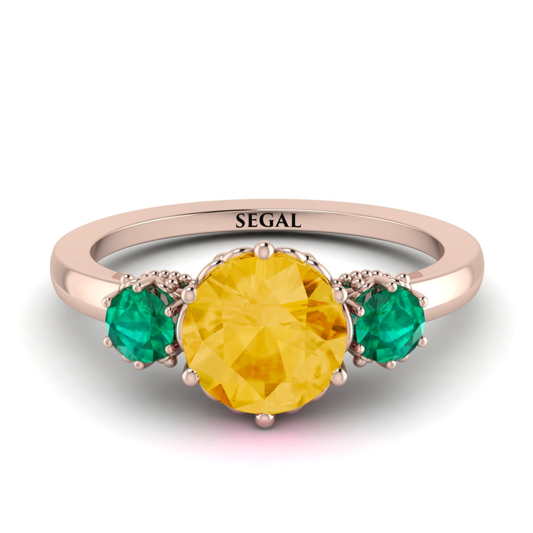 Classic 3 Stone Citrine Engagement Ring - Sofia No. 605