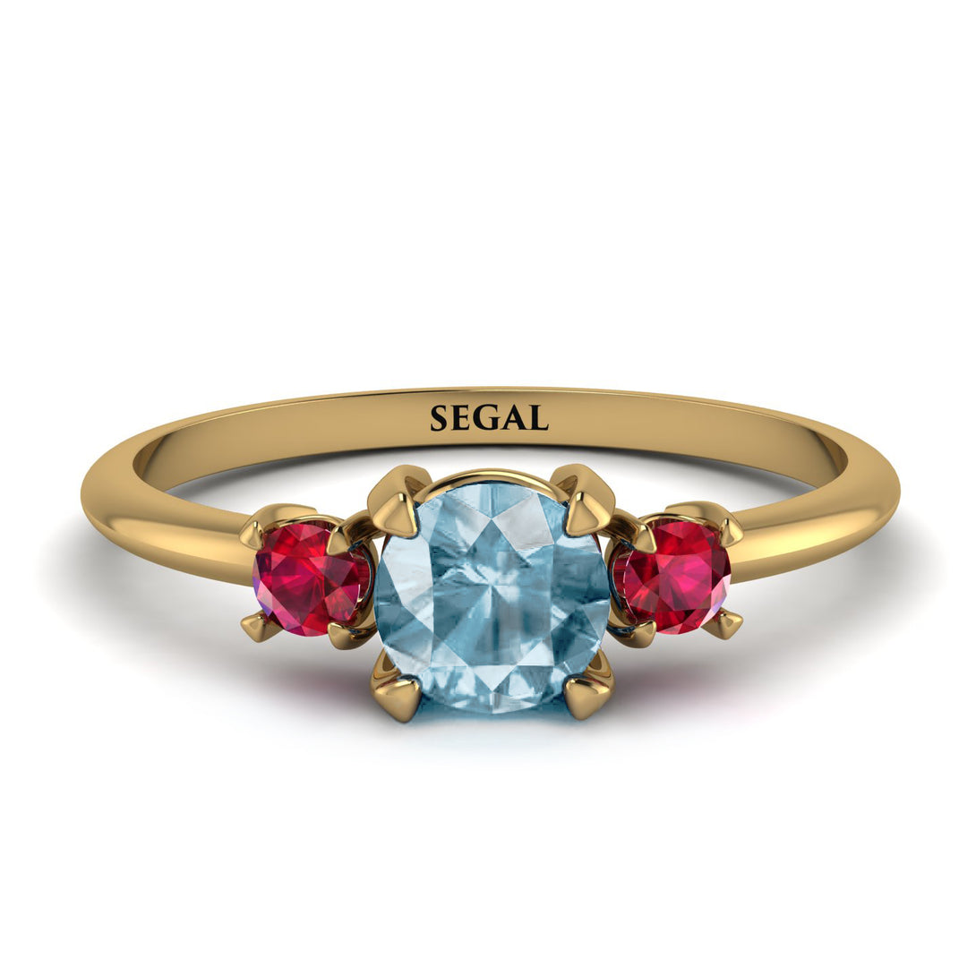 Classic Three Stone Aquamarine Engagement Ring - Valentina No. 410