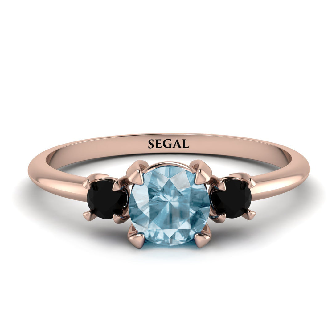 Classic Three Stone Aquamarine Engagement Ring - Valentina No. 408