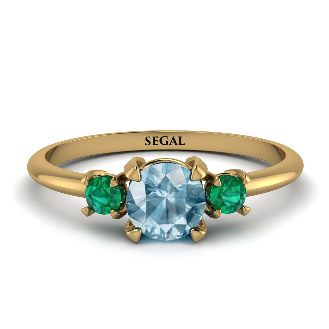 Classic Three Stone Aquamarine Engagement Ring - Valentina No. 404