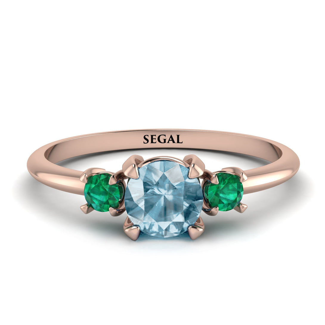 Classic Three Stone Aquamarine Engagement Ring - Valentina No. 405