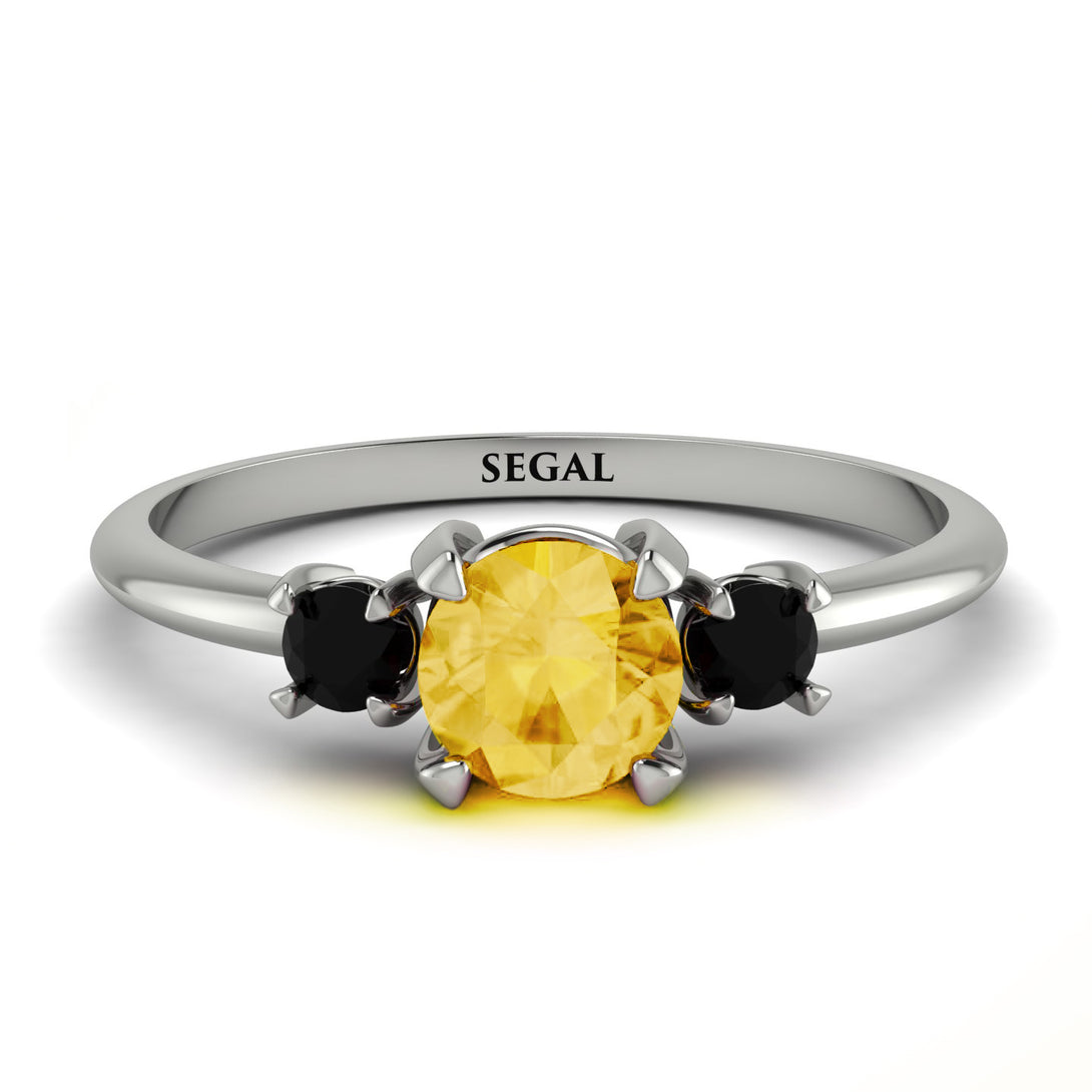 Classic Three Stone ������������������itrine Engagement Ring - Valentina No. 609