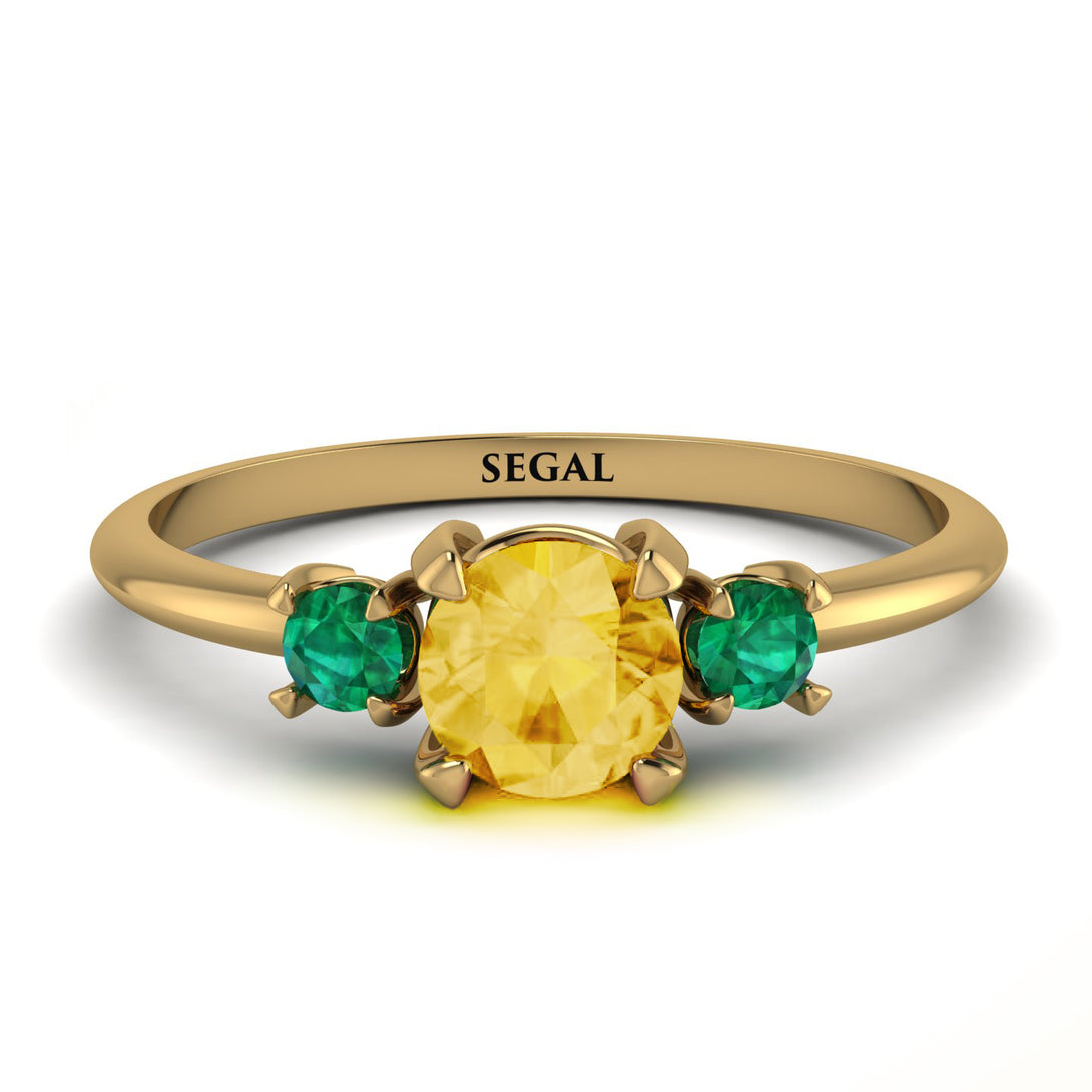 Classic Three Stone ������������������itrine Engagement Ring - Valentina No. 604